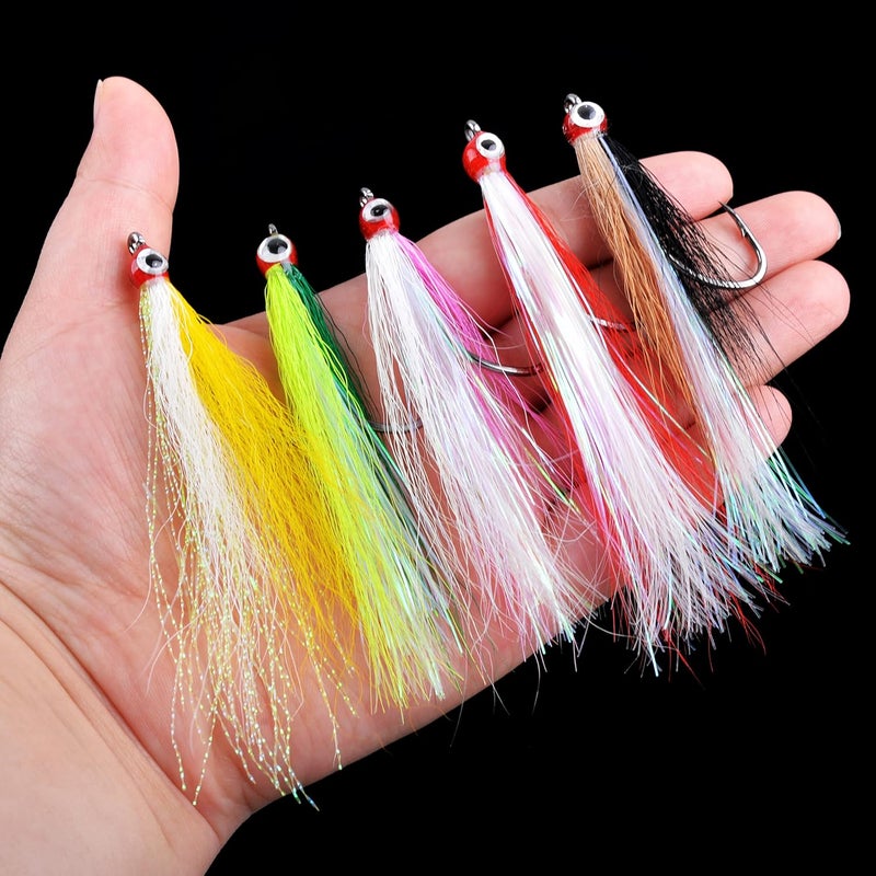 SILANON Clouser Minnow Fishing Flies Streamer Fly Fishing Lure Saltwater Striped Bass Flies Fishing Bucktail Teaser Hook Lures for Flounder Saltwater Freshwater Fishing - Image 5